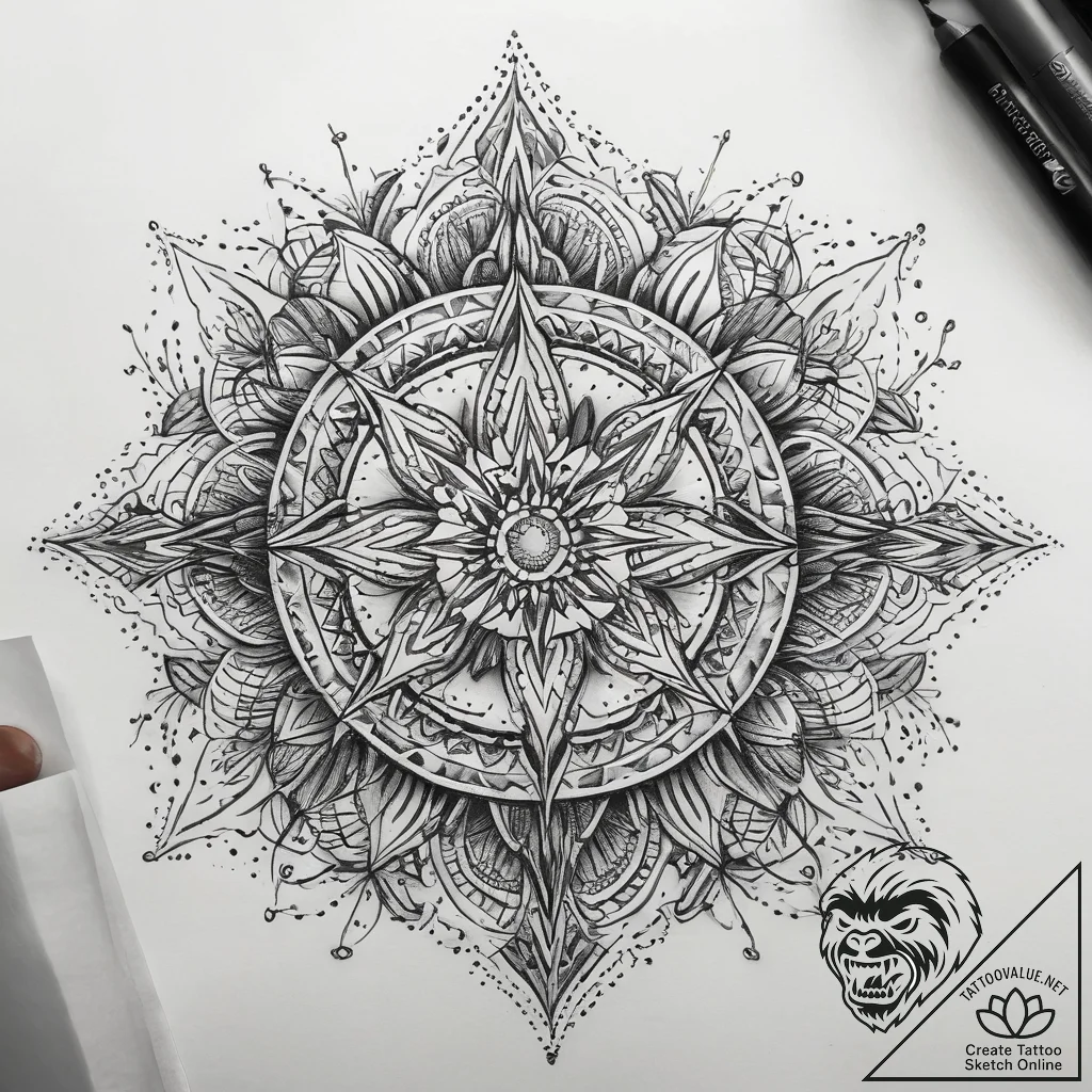 Tattoo sketch blessed creation, tattoo sketch... - tattoo sketch (№1757779556_0, 13.09.2025 16:05) — tattoovalue.net