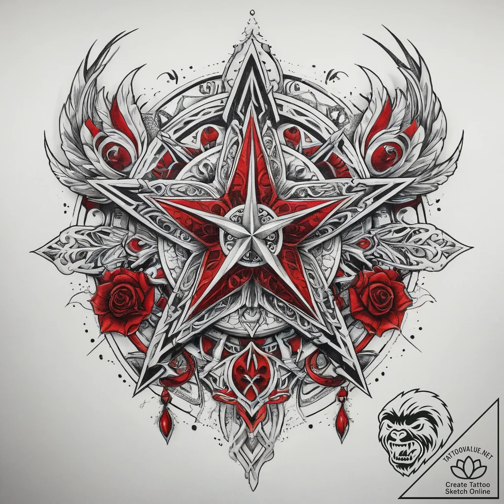 Tattoo sketch slavic star with a bird, concep... - tattoo sketch (№1757780148_0, 13.09.2025 16:15) — tattoovalue.net