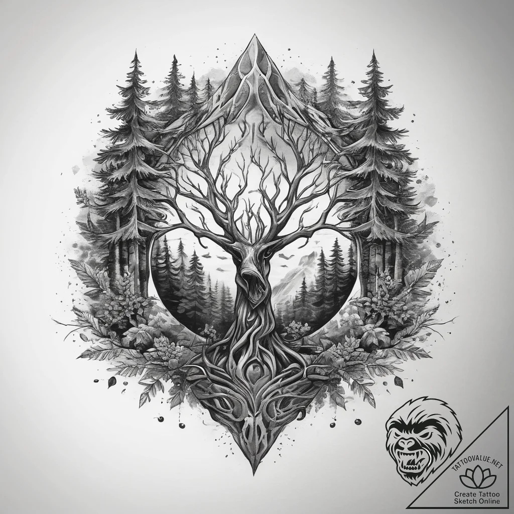 Tattoo sketch forest, tattoo sketch design, o... - tattoo sketch (№1757781737_0, 13.09.2025 16:42) — tattoovalue.net