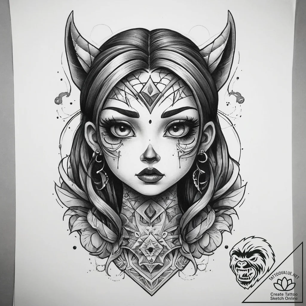Tattoo sketch new school мультяшный персонаж,... - tattoo sketch (№1757782130_0, 13.09.2025 16:48) — tattoovalue.net