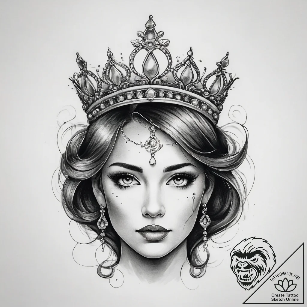 Tattoo sketch tiara tattoo - tattoo sketch (№1757782324_0, 13.09.2025 16:52) — tattoovalue.net