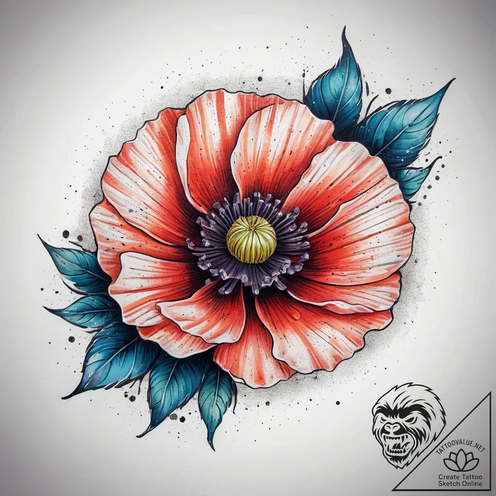 Tattoo sketch poppy, concept art for tattoo,... - tattoo sketch (№1757782725_0, 13.09.2025 16:58) — tattoovalue.net