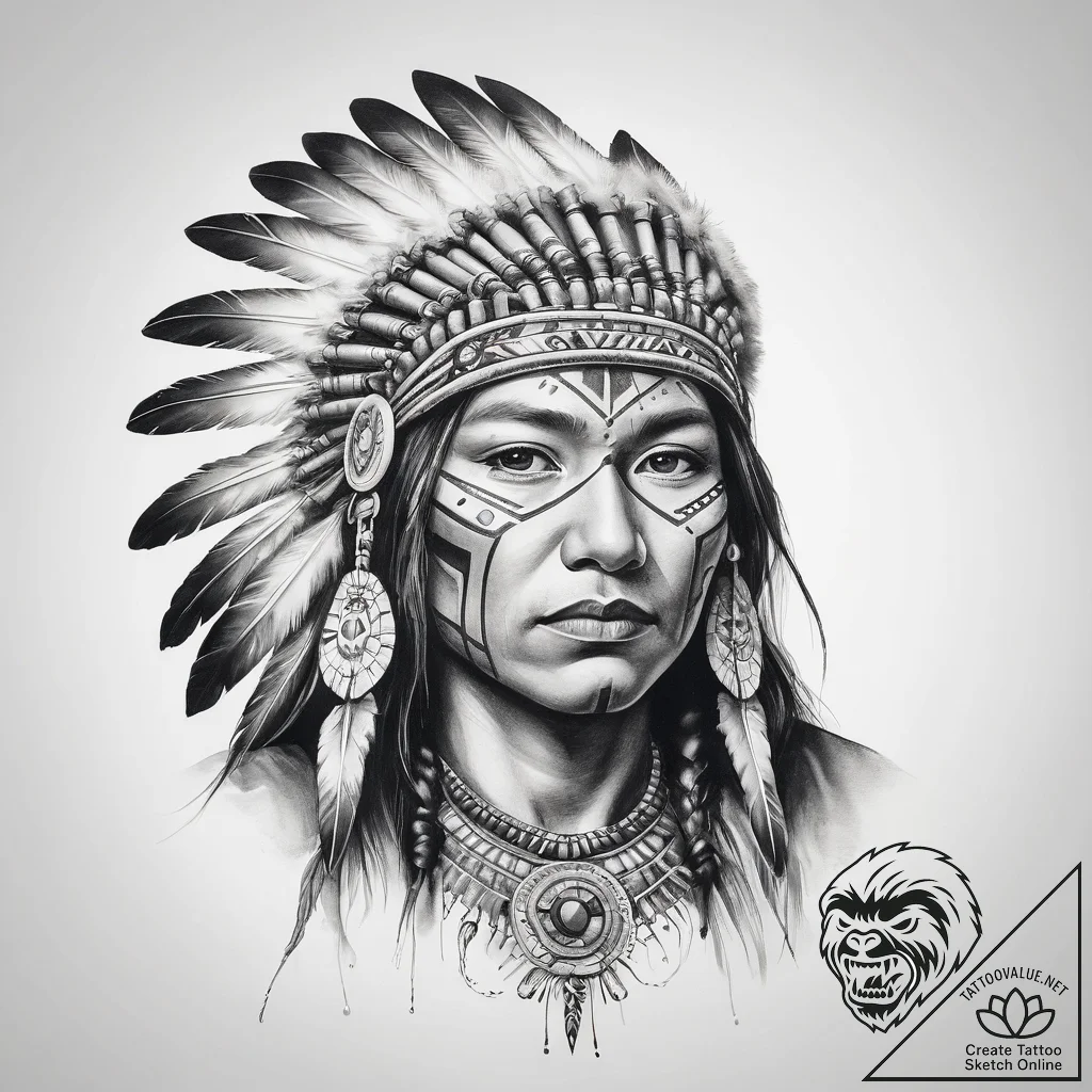 Native american & indigenous cultures - tattoo sketch (№1757783903_0, 13.09.2025 17:18) — tattoovalue.net
