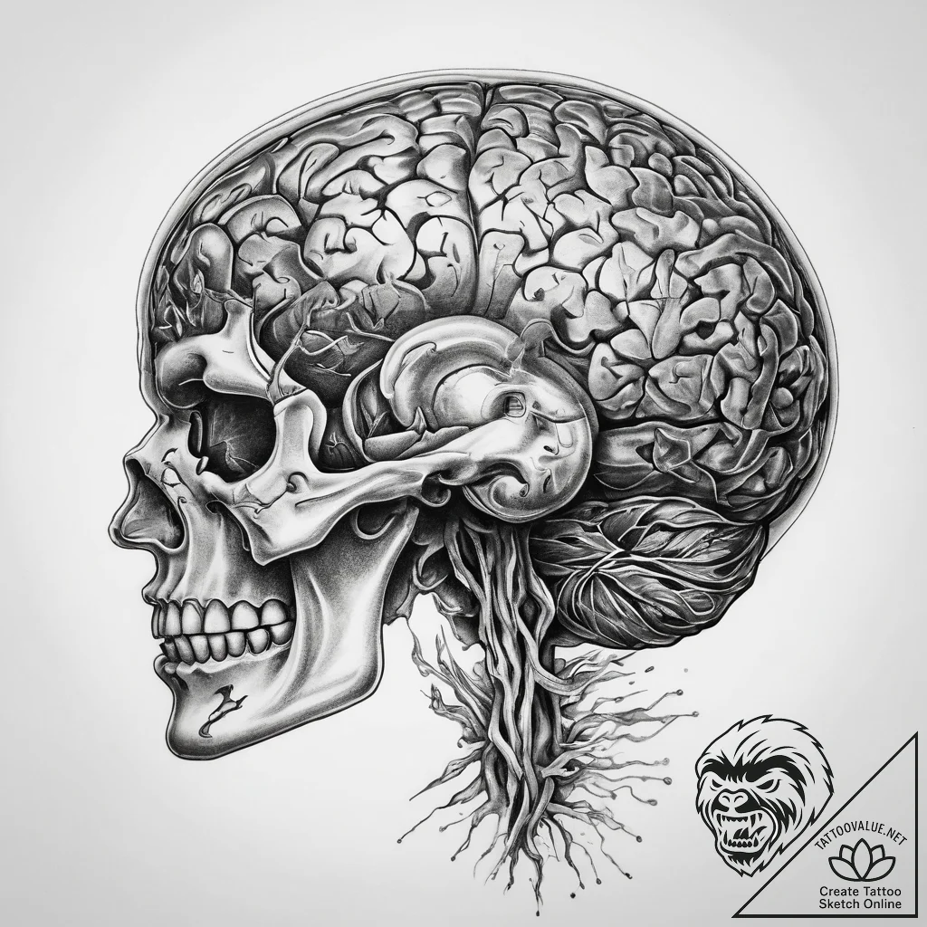Tattoo sketch brain - tattoo sketch (№1757784498_0, 13.09.2025 17:28) — tattoovalue.net