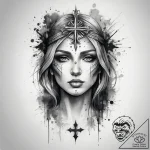 Tattoo sketch divine figure, artistic tattoo… – tattoo sketch (№1757784691_0, 13.09.2025 17:31) — tattoovalue.net