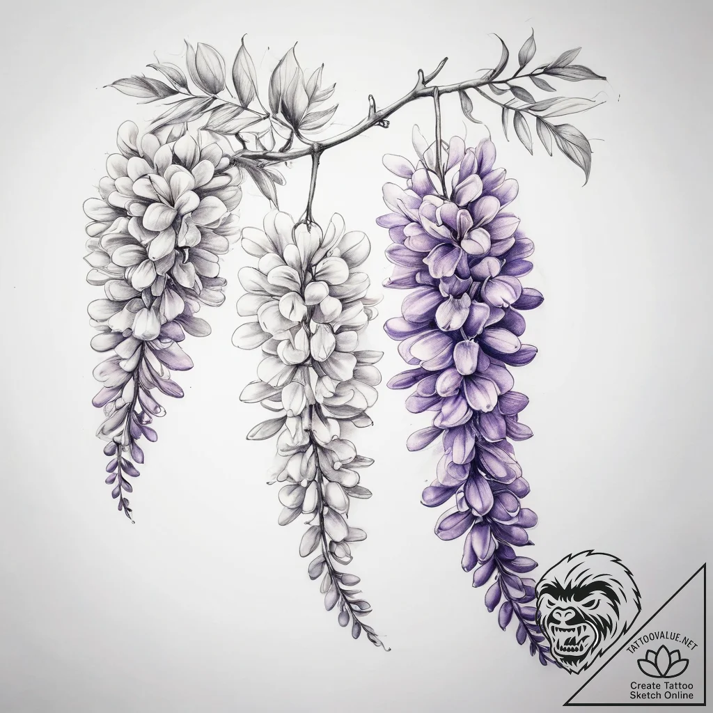 Tattoo sketch wisteria flower - tattoo sketch (№1757785082_0, 13.09.2025 17:38) — tattoovalue.net