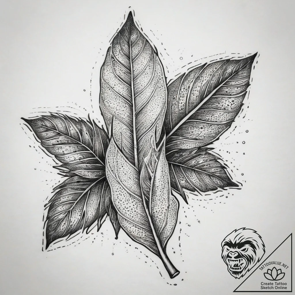 Tattoo sketch bay leaf, artistic tattoo sketc... - tattoo sketch (№1757785873_0, 13.09.2025 17:51) — tattoovalue.net