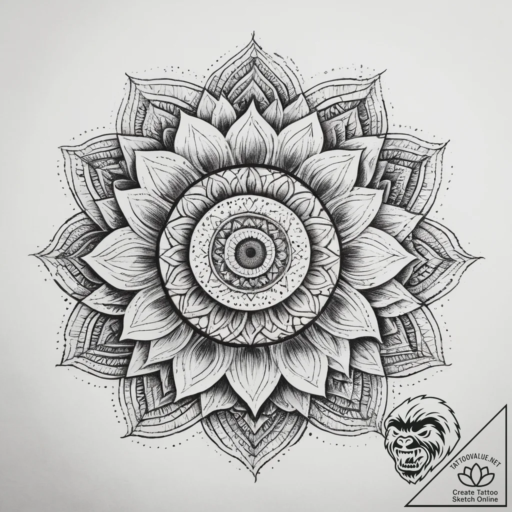 Tattoo sketch узор в виде подсолнуха, tattoo... - tattoo sketch (№1757786861_0, 13.09.2025 18:07) — tattoovalue.net