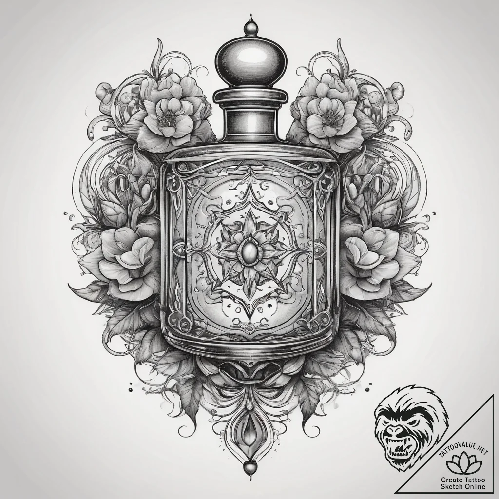 Tattoo sketch perfume tattoo, ink illustratio... - tattoo sketch (№1757787057_0, 13.09.2025 18:10) — tattoovalue.net