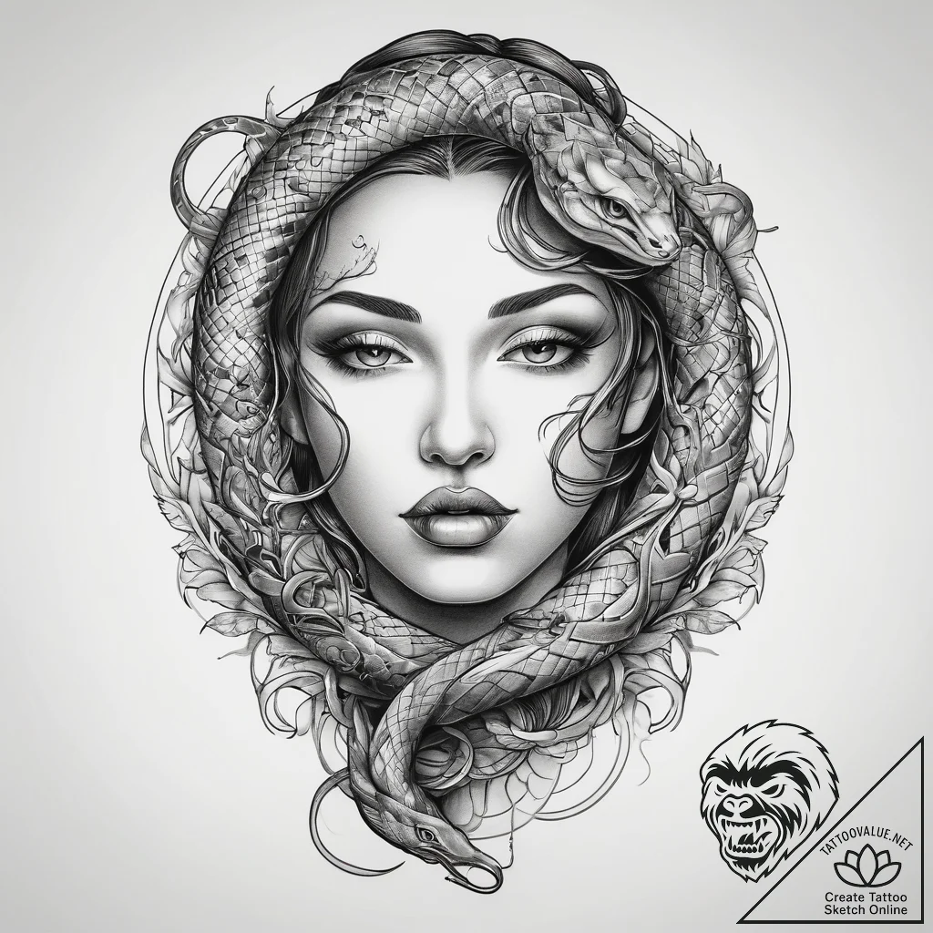 Tattoo sketch sensual lips with a snake, tatt... - tattoo sketch (№1757789031_0, 13.09.2025 18:43) — tattoovalue.net