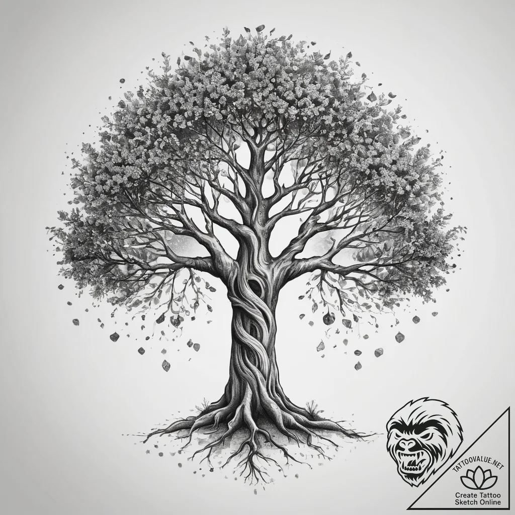 Tattoo sketch enchanted tree, concept art for... - tattoo sketch (№1757790813_0, 13.09.2025 19:13) — tattoovalue.net