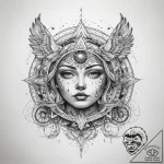 Tattoo sketch cosmic narrative – tattoo sketch (№1757791009_0, 13.09.2025 19:16) — tattoovalue.net