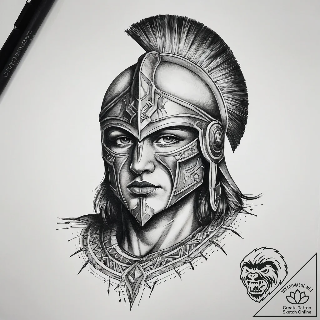 Tattoo sketch spartan, artistic tattoo sketch... - tattoo sketch (№1757794145_0, 13.09.2025 20:09) — tattoovalue.net