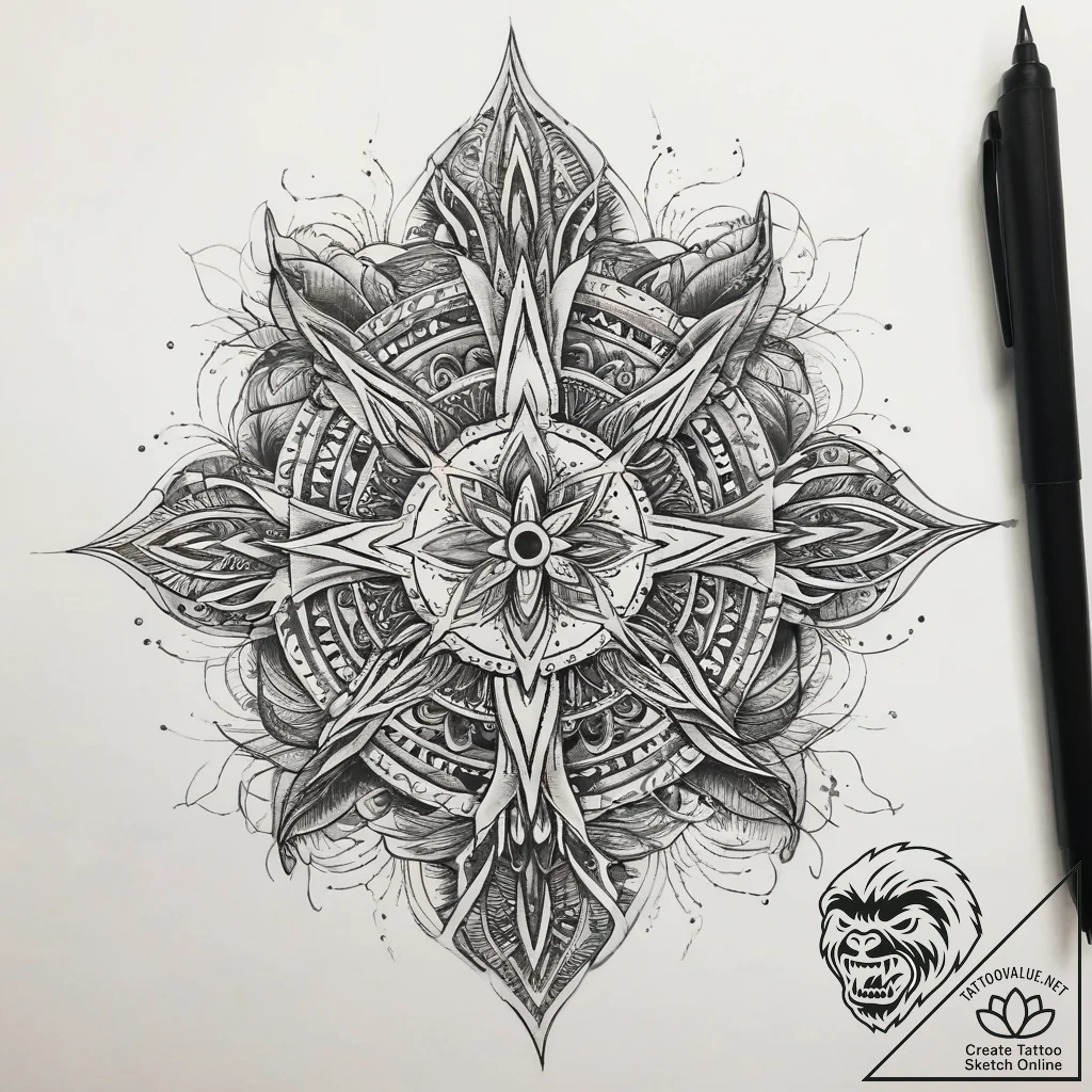 Tattoo sketch kikimora with a thread, tattoo... - tattoo sketch (№1757794732_0, 13.09.2025 20:18) — tattoovalue.net
