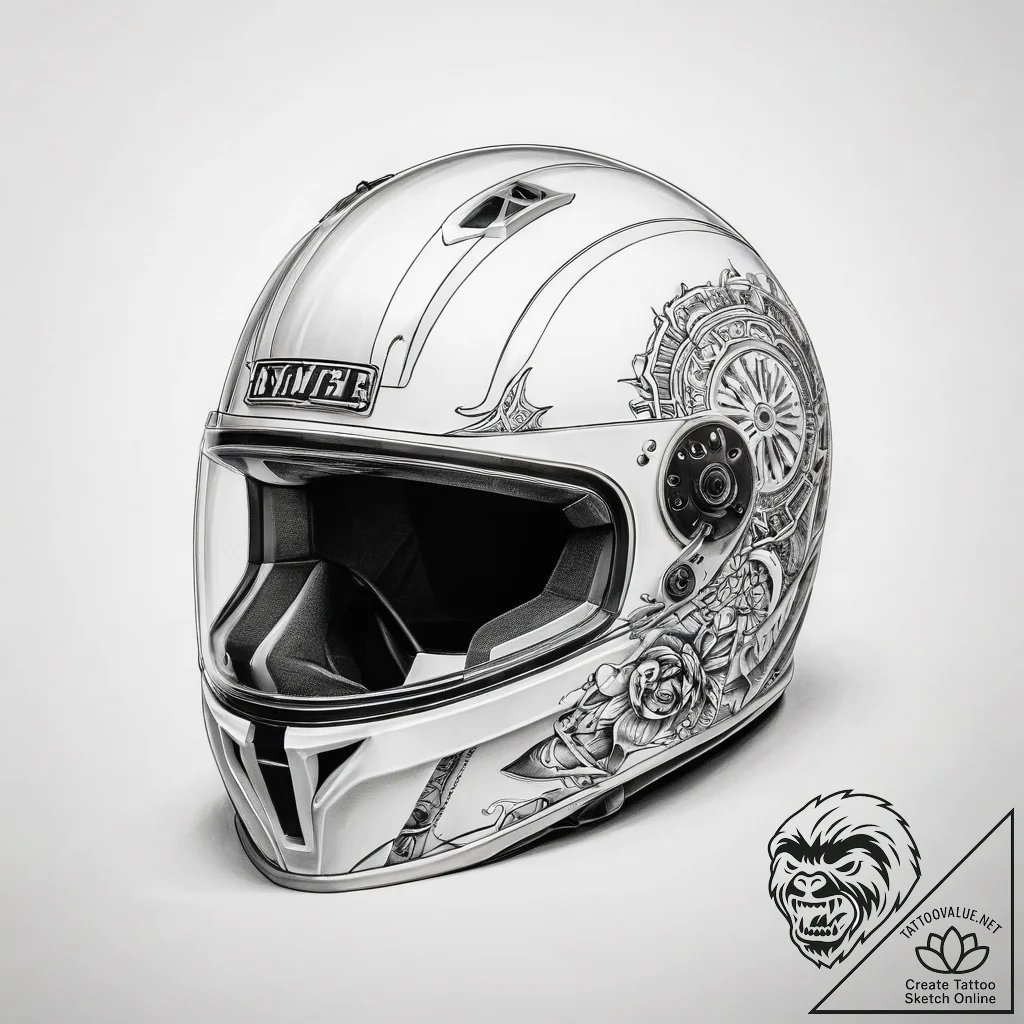 Tattoo sketch helmet - tattoo sketch (№1757796120_0, 13.09.2025 20:42) — tattoovalue.net