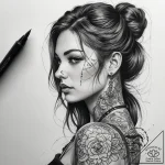 Tattoo sketch marketer a person with a chart,… – tattoo sketch (№1757796715_0, 13.09.2025 20:51) — tattoovalue.net