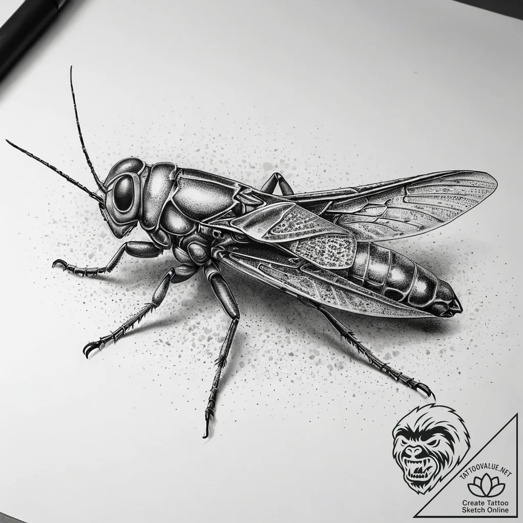 Tattoo sketch desert locust, concept art for... - tattoo sketch (№1757797117_0, 13.09.2025 20:58) — tattoovalue.net