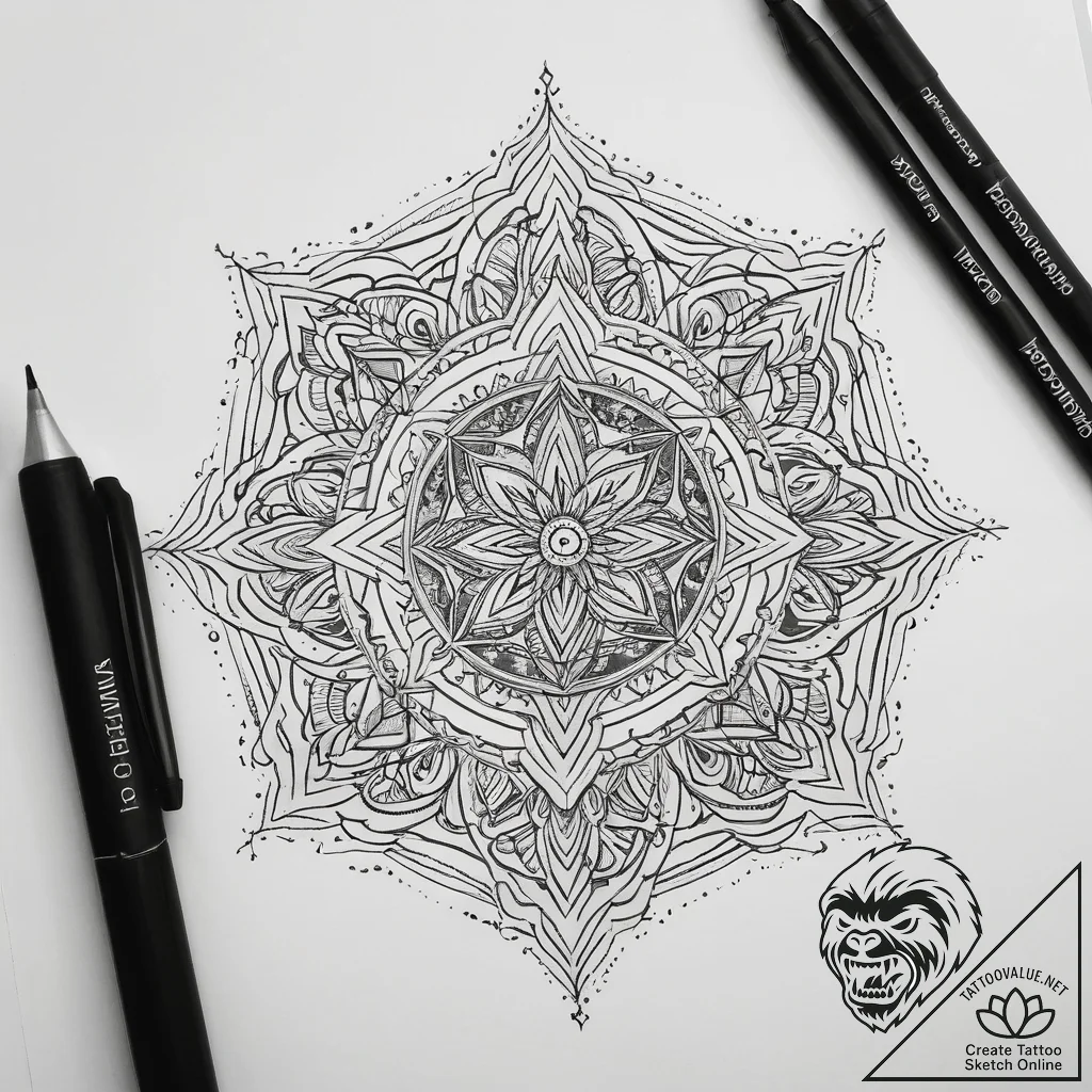 Tattoo sketch divine portrayal, tattoo line a... - tattoo sketch (№1757797315_0, 13.09.2025 21:01) — tattoovalue.net