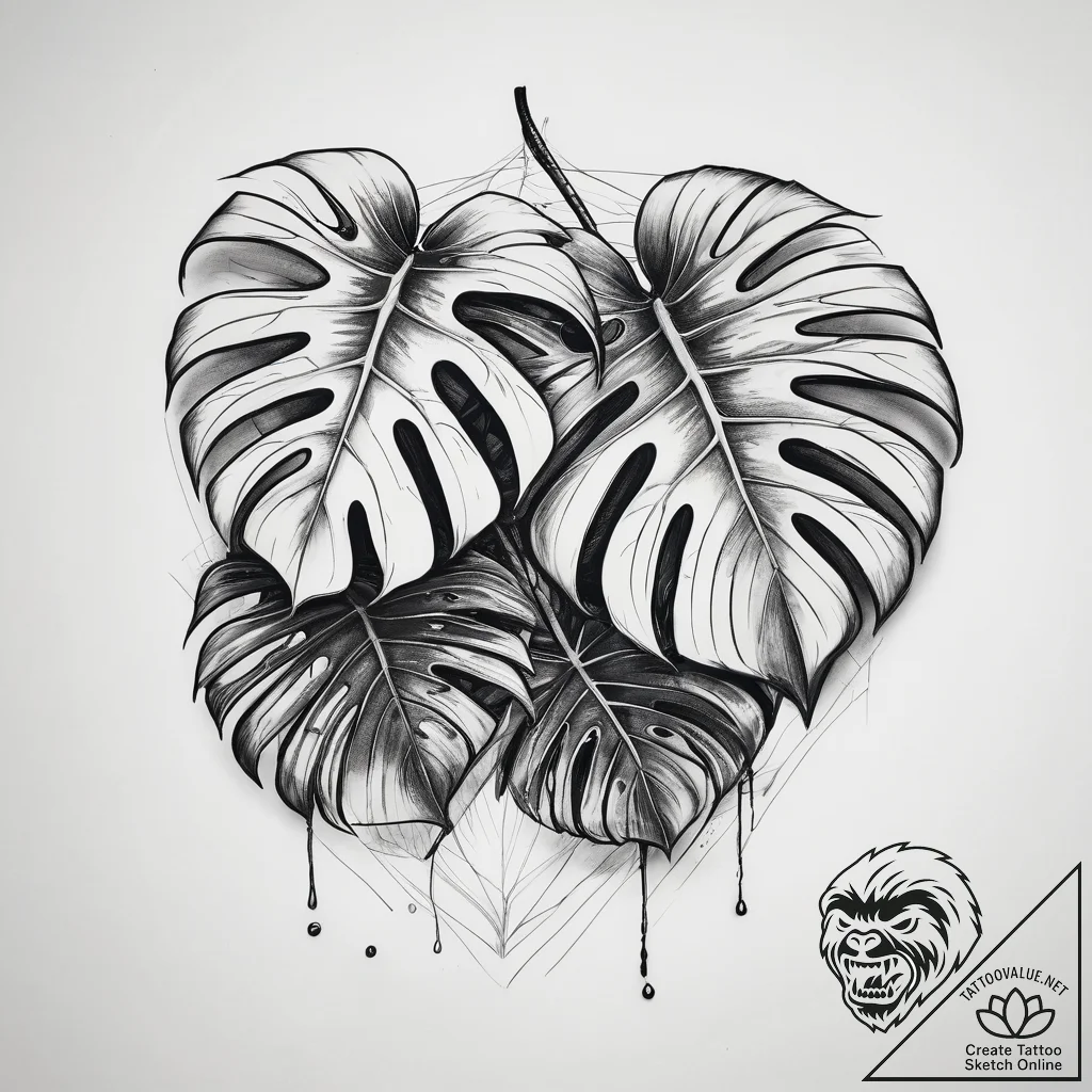 Tattoo sketch monstera, tattoo drawing outlin... - tattoo sketch (№1757797716_0, 13.09.2025 21:08) — tattoovalue.net