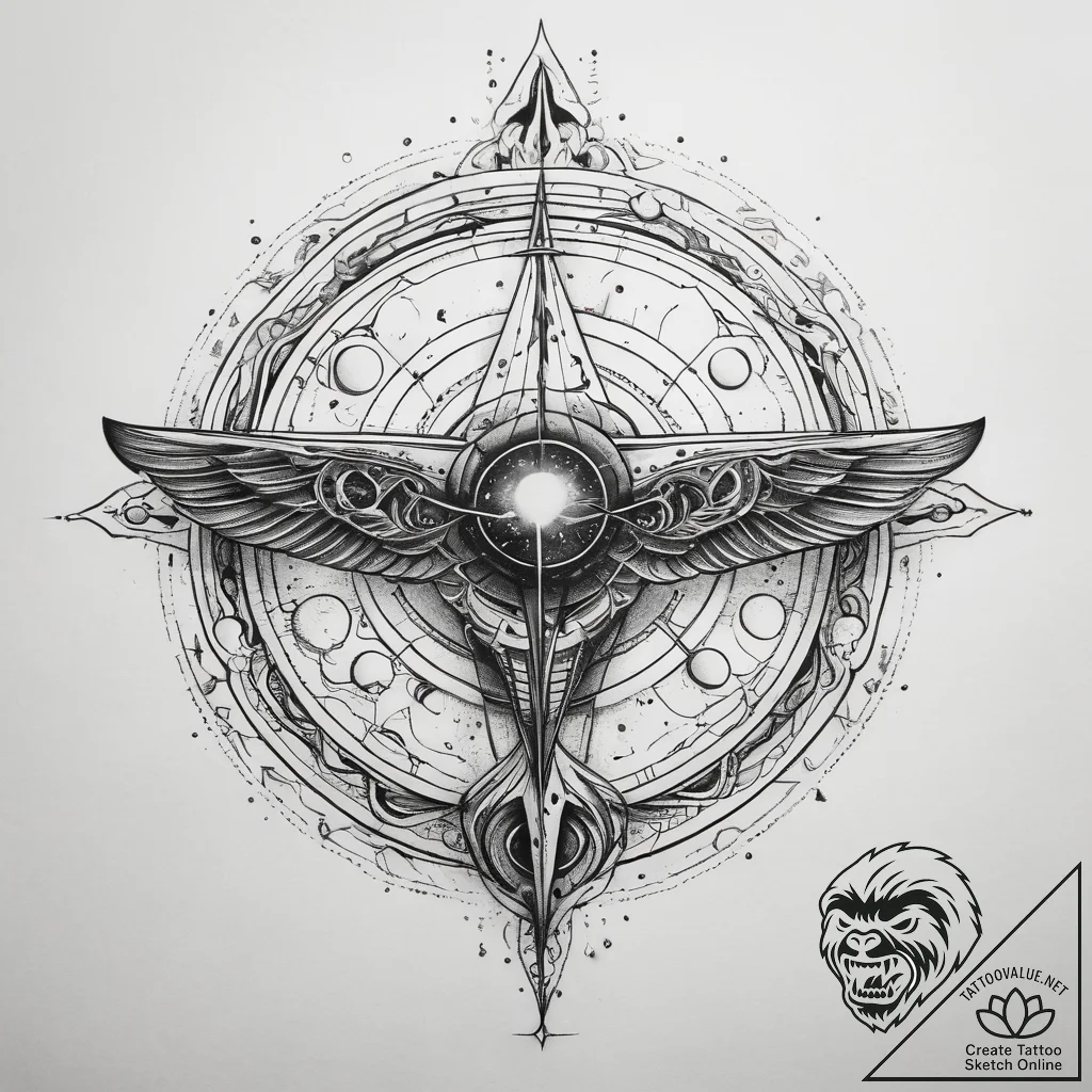 Tattoo sketch cosmic plane, tattoo flash shee... - tattoo sketch (№1757797917_0, 13.09.2025 21:11) — tattoovalue.net