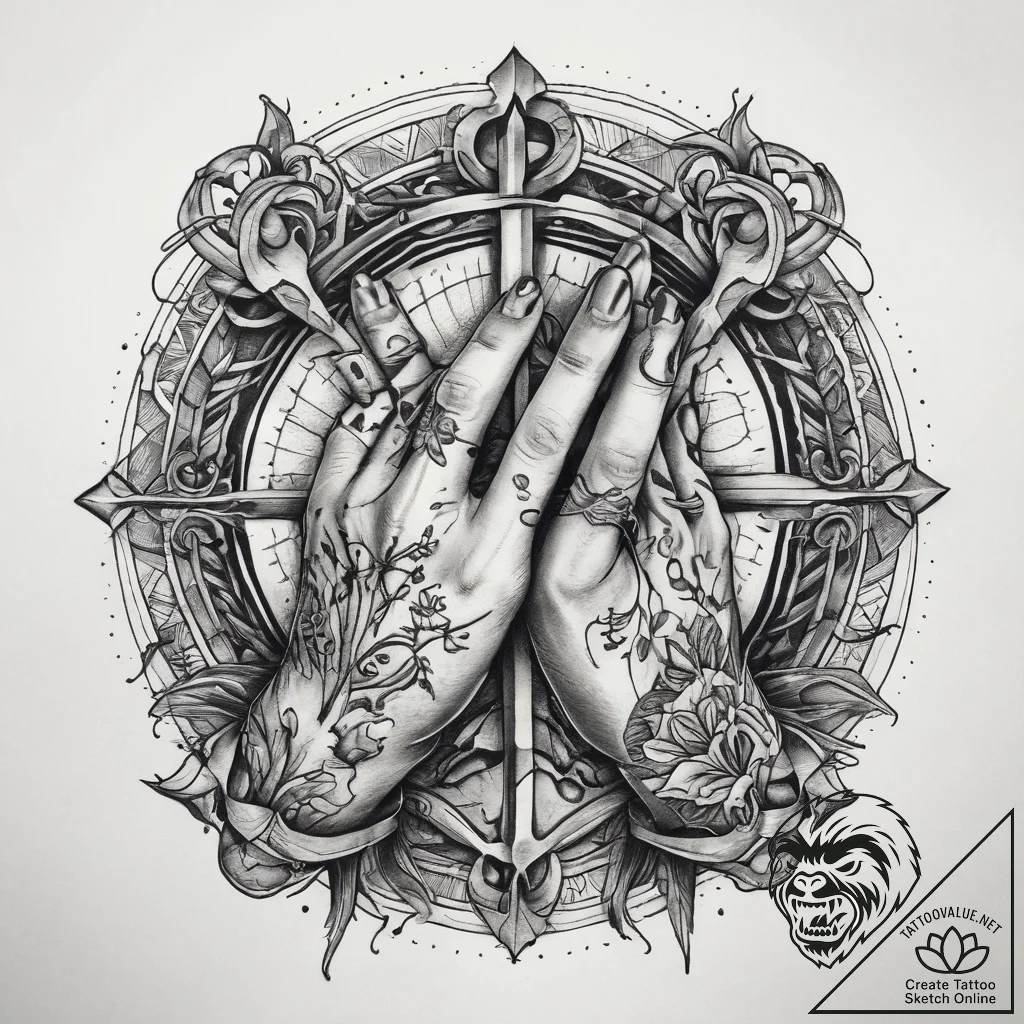 Tattoo sketch hands with a thread, tattoo dra... - tattoo sketch (№1757800301_0, 13.09.2025 21:51) — tattoovalue.net