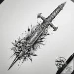 Tattoo sketch trash polka кинжал и шрифт, tat… – tattoo sketch (№1757801297_0, 13.09.2025 22:08) — tattoovalue.net