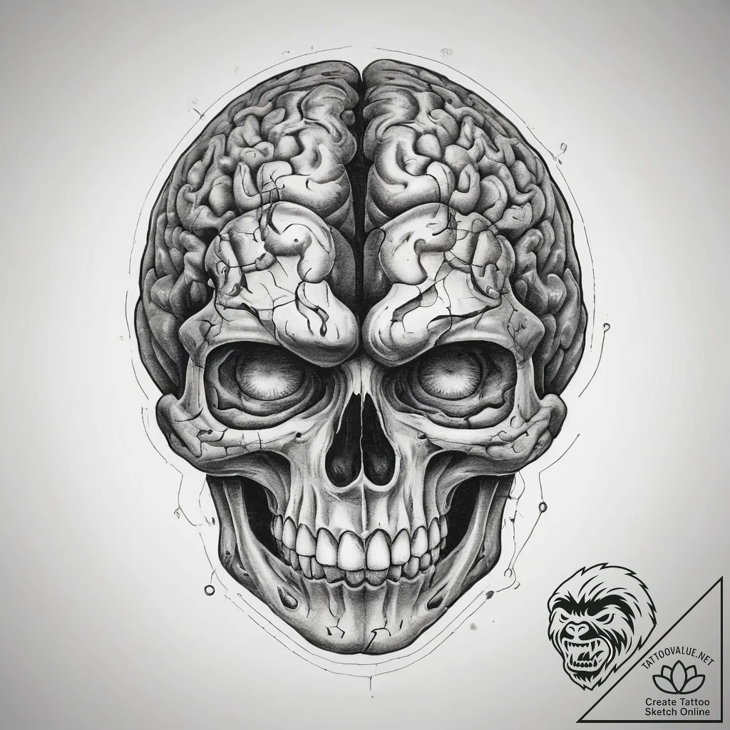 Tattoo sketch brain, artistic tattoo sketch,... - tattoo sketch (№1757801902_0, 13.09.2025 22:18) — tattoovalue.net