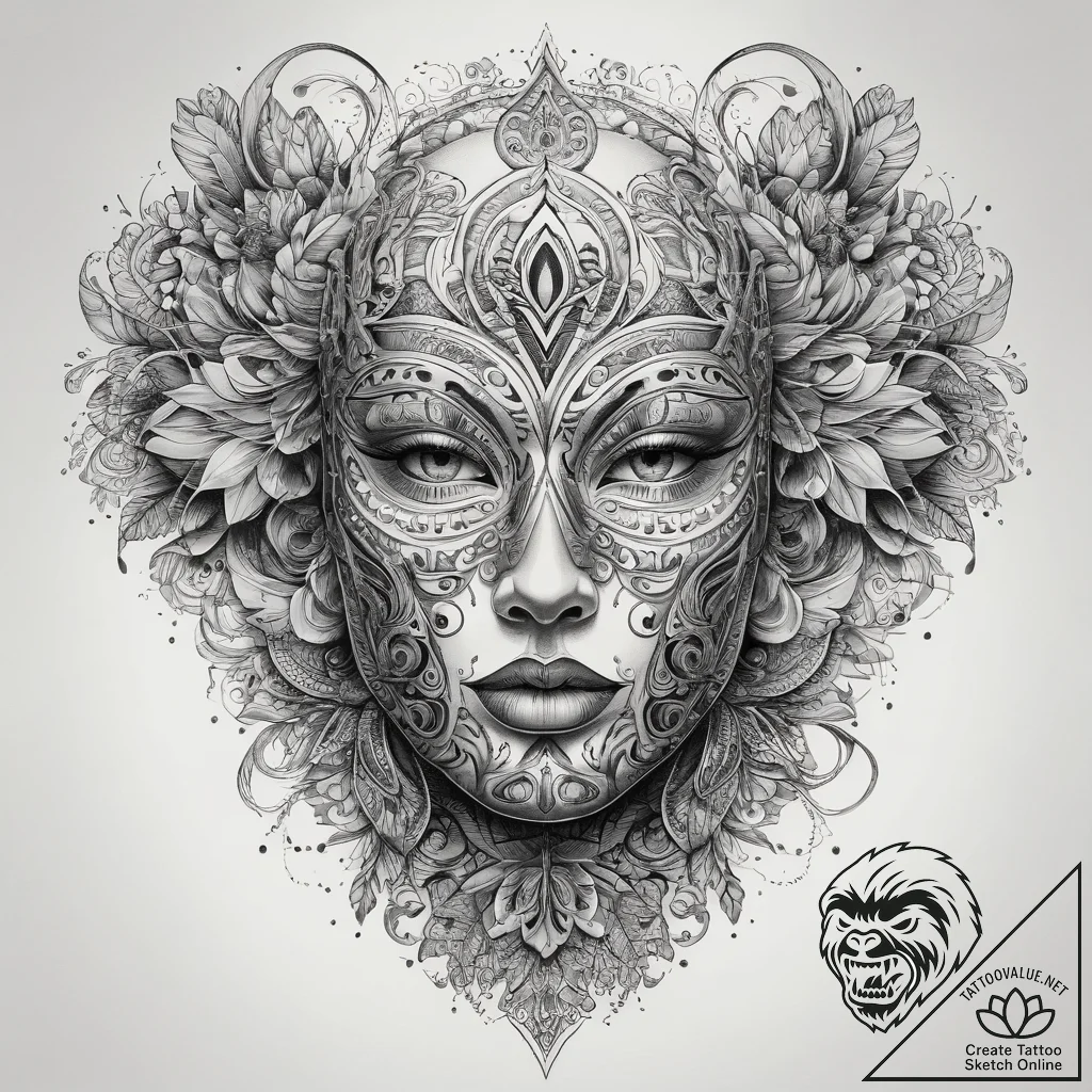 Tattoo sketch mask, tattoo sketch design, orn... - tattoo sketch (№1757803491_0, 13.09.2025 22:44) — tattoovalue.net