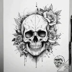 Tattoo sketch trash polka череп и розы, ink i… – tattoo sketch (№1757803687_0, 13.09.2025 22:48) — tattoovalue.net