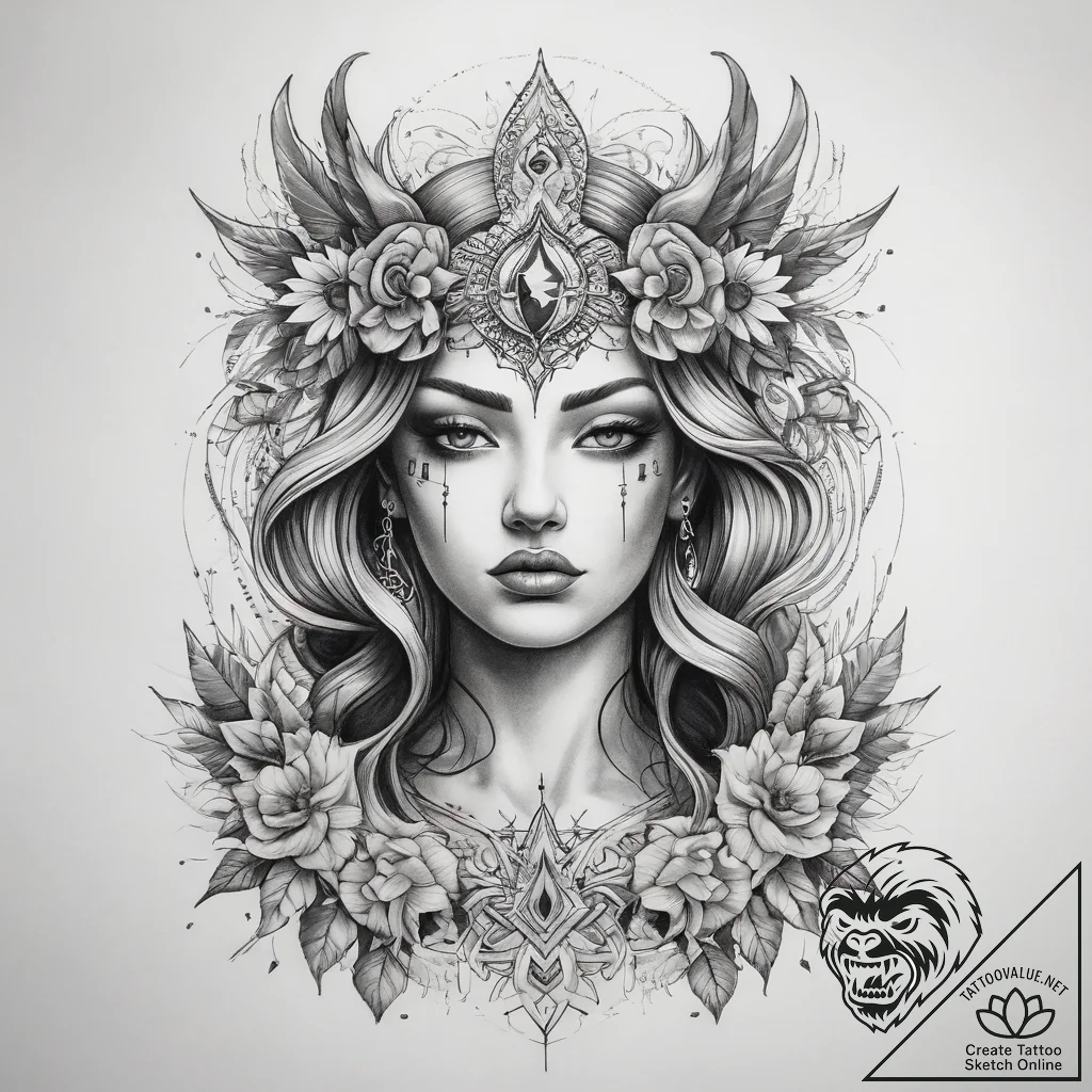 Tattoo sketch spirit - tattoo sketch (№1757805467_0, 13.09.2025 23:17) — tattoovalue.net