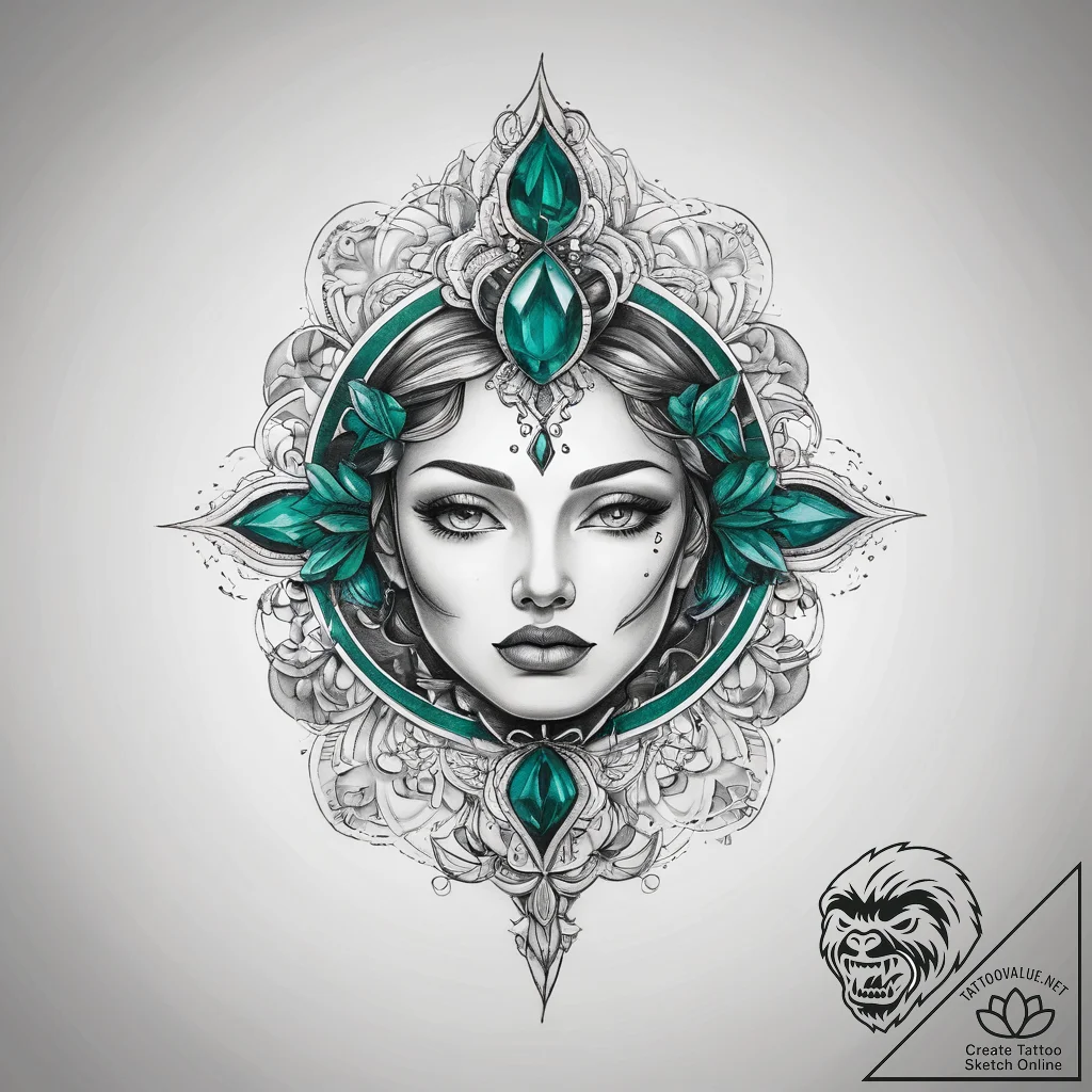 Tattoo sketch emerald - tattoo sketch (№1757805866_0, 13.09.2025 23:24) — tattoovalue.net