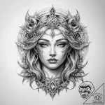 Tattoo sketch divine legend – tattoo sketch (№1757806857_0, 13.09.2025 23:40) — tattoovalue.net