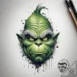 Tattoo sketch the grinch with a paw, concept… – tattoo sketch (№1757808423_0, 14.09.2025 00:07) — tattoovalue.net