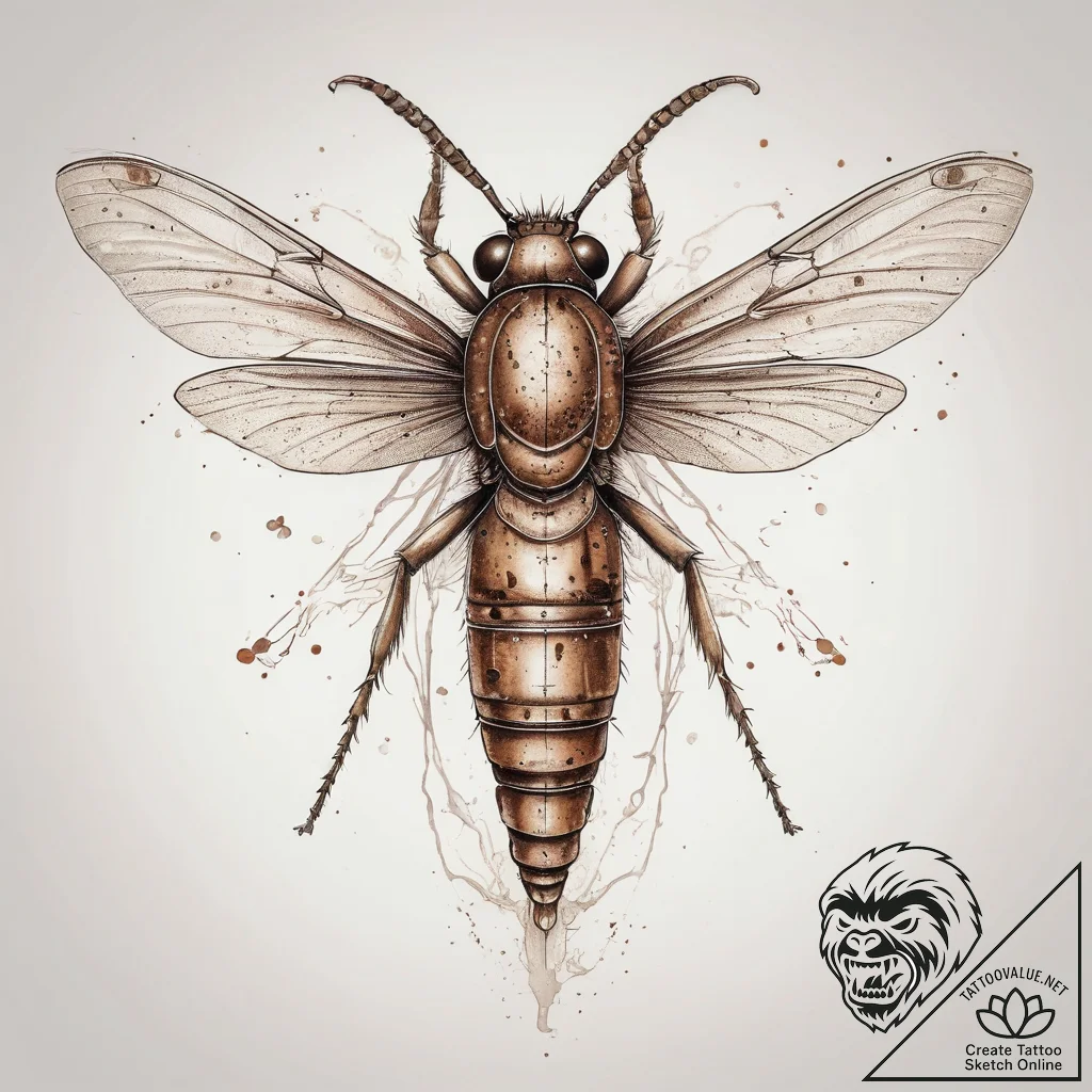 Tattoo sketch caddisfly, tattoo line art, sof... - tattoo sketch (№1757808626_0, 14.09.2025 00:10) — tattoovalue.net