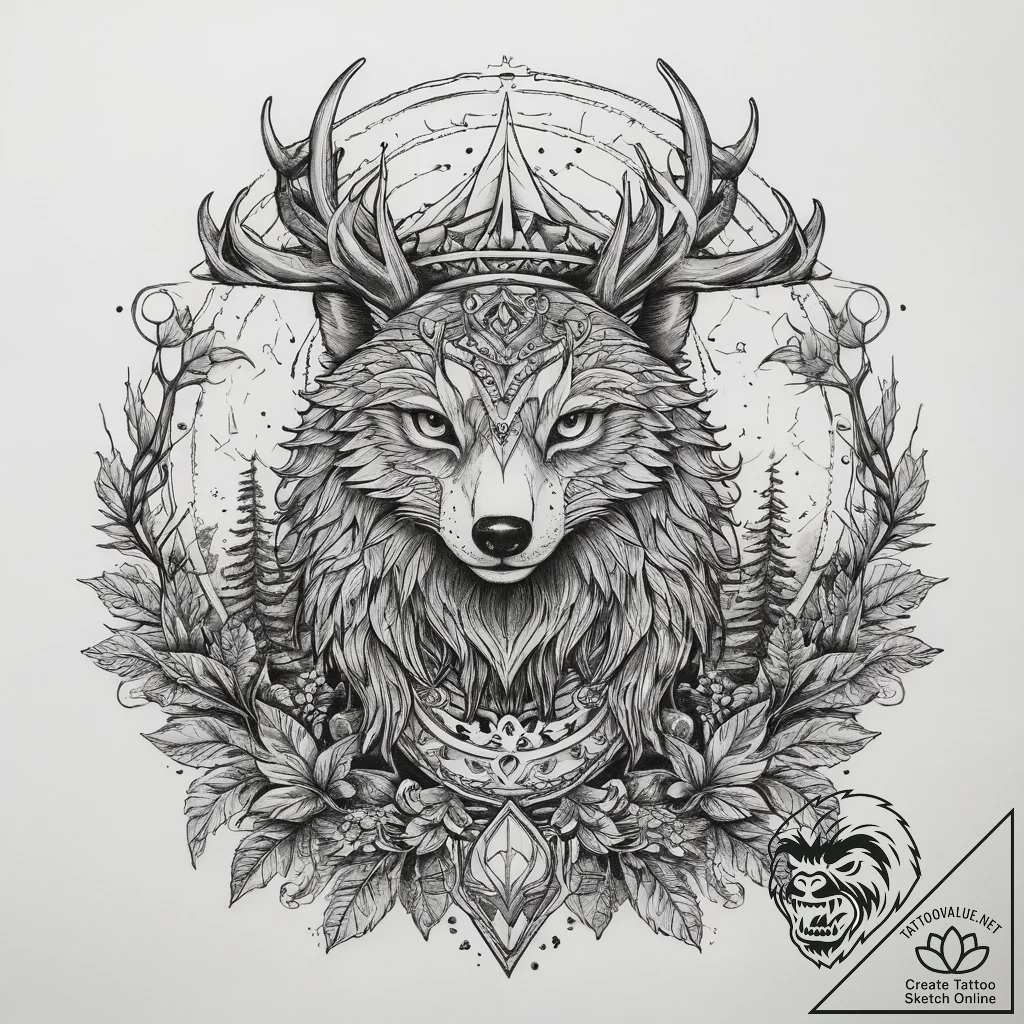 Tattoo sketch enchanted forest, tattoo sketch... - tattoo sketch (№1757809020_0, 14.09.2025 00:17) — tattoovalue.net