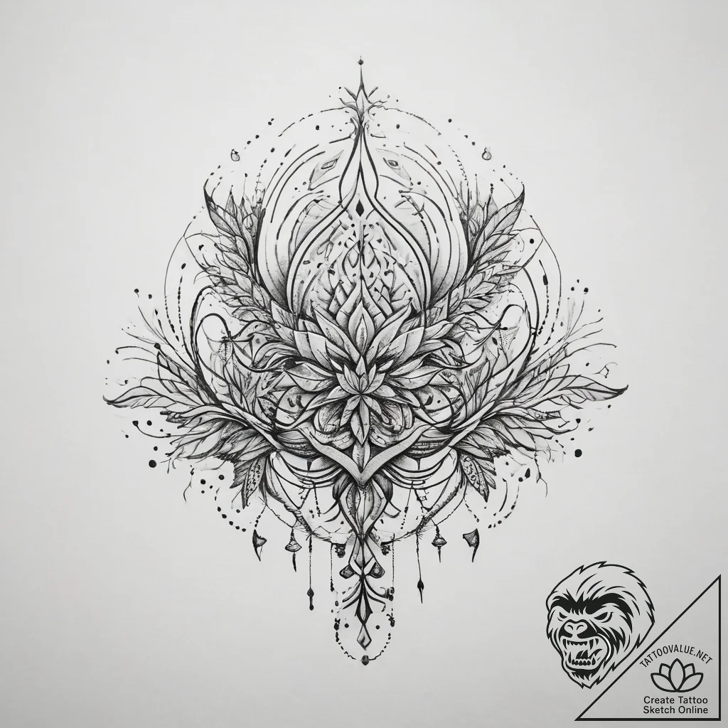 Tattoo sketch divine root, artistic tattoo sk... - tattoo sketch (№1757809214_0, 14.09.2025 00:20) — tattoovalue.net