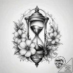 Tattoo sketch old hourglass with a flower – tattoo sketch (№1757810201_0, 14.09.2025 00:36) — tattoovalue.net