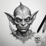 Tattoo sketch goblin with a knife, tattoo lin… – tattoo sketch (№1757810796_0, 14.09.2025 00:46) — tattoovalue.net
