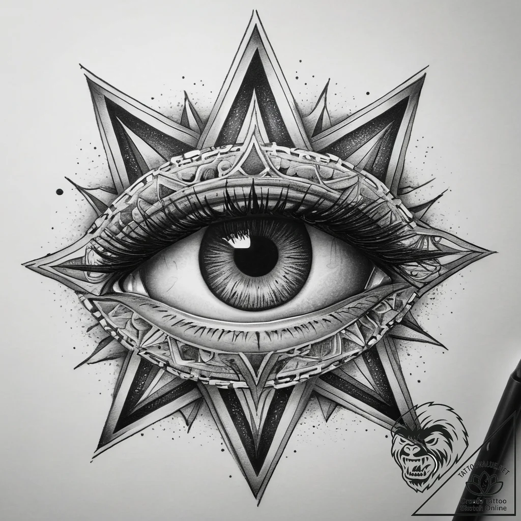 Tattoo sketch sensual eyes with a star, artis... - tattoo sketch (№1757811585_0, 14.09.2025 00:59) — tattoovalue.net