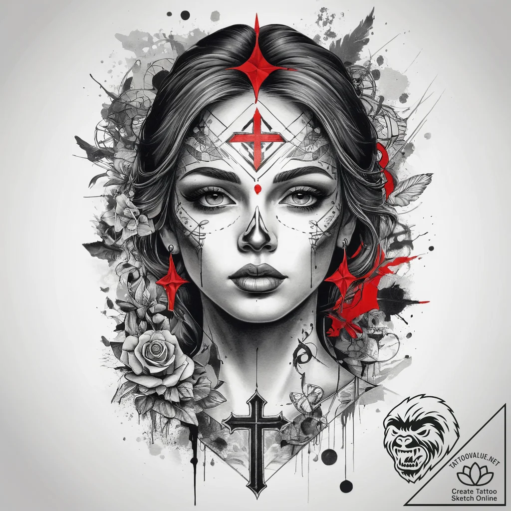 Tattoo sketch divine self, concept art for ta... - tattoo sketch (№1757812178_0, 14.09.2025 01:09) — tattoovalue.net