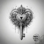 Tattoo sketch house key with a heart, artisti… – tattoo sketch (№1757812973_0, 14.09.2025 01:22) — tattoovalue.net