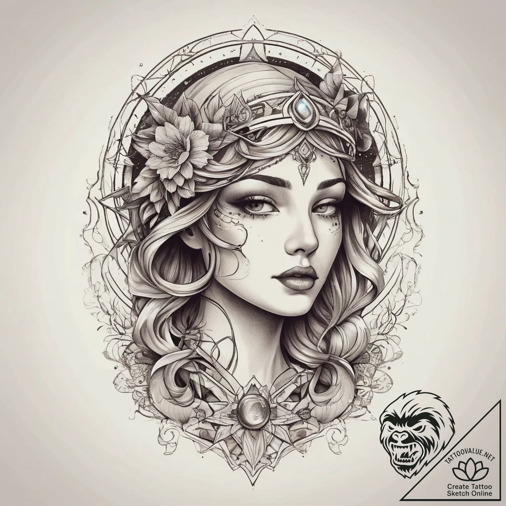 Tattoo sketch cosmic creation, tattoo drawing... - tattoo sketch (№1757814158_0, 14.09.2025 01:42) — tattoovalue.net
