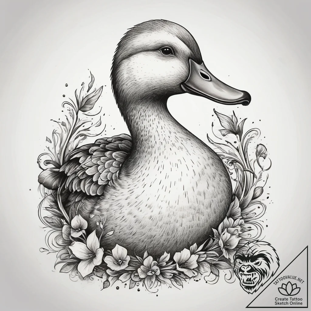 Tattoo sketch puns a duck that says "i'm a du... - tattoo sketch (№1757814354_0, 14.09.2025 01:45) — tattoovalue.net