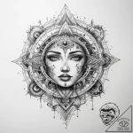 Tattoo sketch cosmic portrayal – tattoo sketch (№1757814551_0, 14.09.2025 01:49) — tattoovalue.net