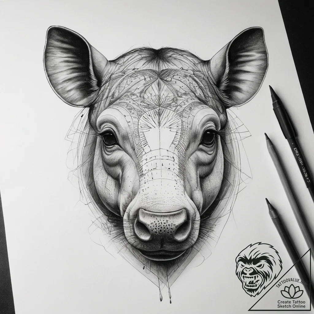 Tattoo sketch tapir, tattoo line art, bold ou... - tattoo sketch (№1757814745_0, 14.09.2025 01:52) — tattoovalue.net
