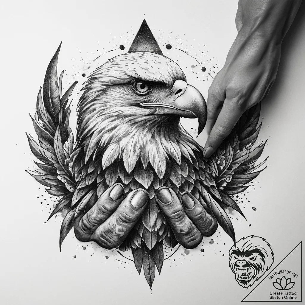 Tattoo sketch hands with an eagle, tattoo ske... - tattoo sketch (№1757816301_0, 14.09.2025 02:18) — tattoovalue.net