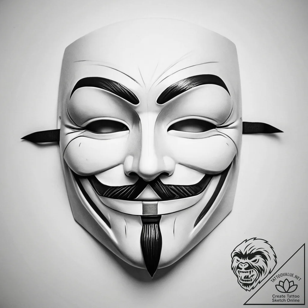 Tattoo sketch v for vendetta mask - tattoo sketch (№1757817090_0, 14.09.2025 02:31) — tattoovalue.net