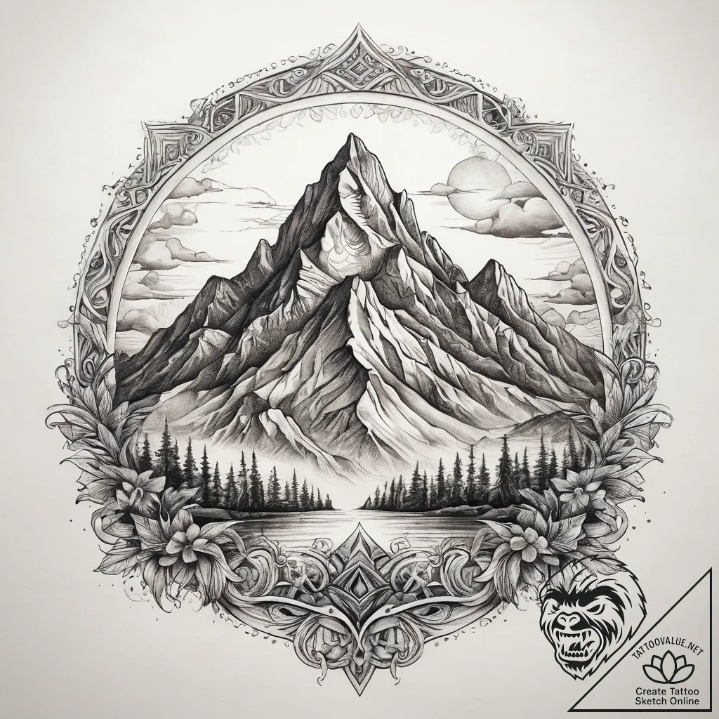 Tattoo sketch a single mountain, concept art... - tattoo sketch (№1757817488_0, 14.09.2025 02:38) — tattoovalue.net