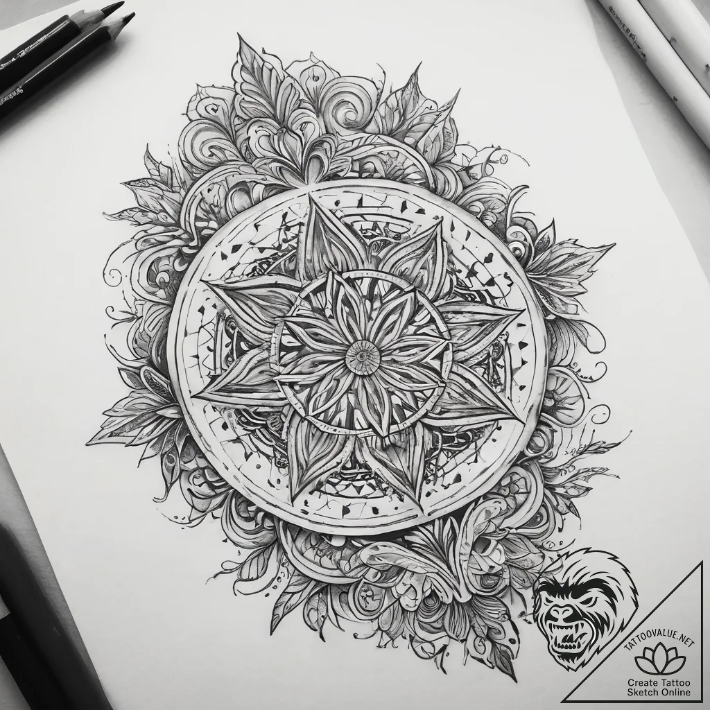Tattoo sketch a symbolic concept, ink illustr... - tattoo sketch (№1757817875_0, 14.09.2025 02:44) — tattoovalue.net