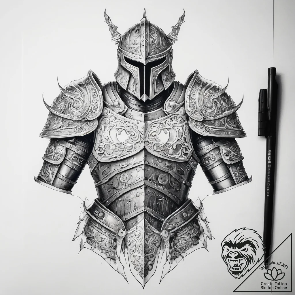 Tattoo sketch armor - tattoo sketch (№1757818069_0, 14.09.2025 02:47) — tattoovalue.net